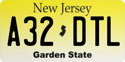 NJ license plate A32DTL