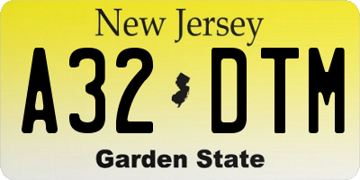 NJ license plate A32DTM