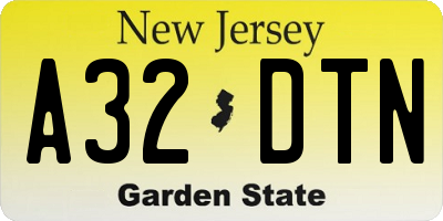 NJ license plate A32DTN