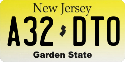 NJ license plate A32DTO