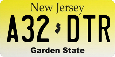 NJ license plate A32DTR