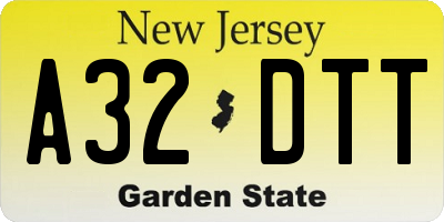 NJ license plate A32DTT
