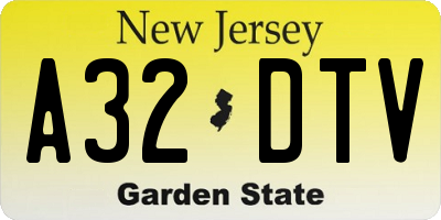 NJ license plate A32DTV