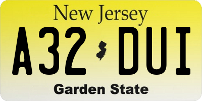 NJ license plate A32DUI