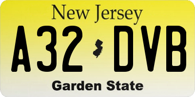 NJ license plate A32DVB