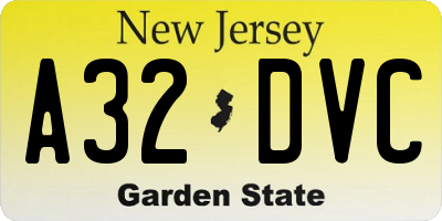 NJ license plate A32DVC