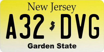 NJ license plate A32DVG