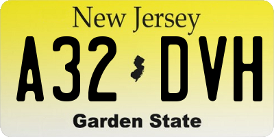 NJ license plate A32DVH