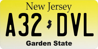 NJ license plate A32DVL