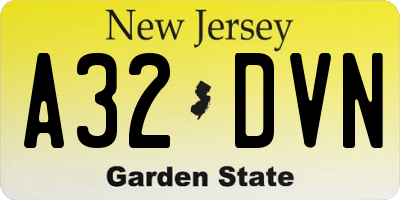 NJ license plate A32DVN