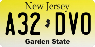 NJ license plate A32DVO
