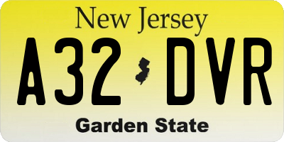 NJ license plate A32DVR