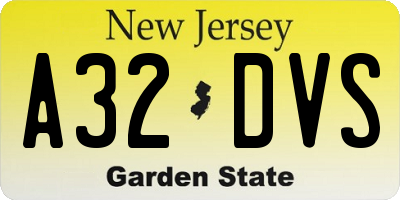 NJ license plate A32DVS