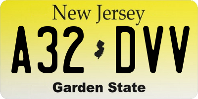 NJ license plate A32DVV