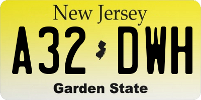 NJ license plate A32DWH