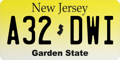 NJ license plate A32DWI