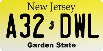 NJ license plate A32DWL