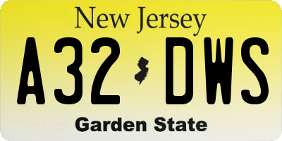 NJ license plate A32DWS