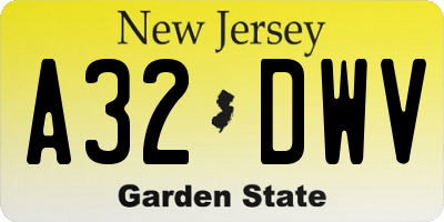 NJ license plate A32DWV