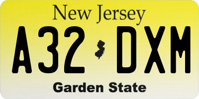 NJ license plate A32DXM
