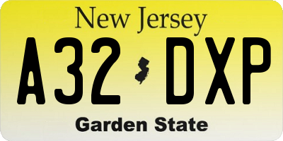 NJ license plate A32DXP