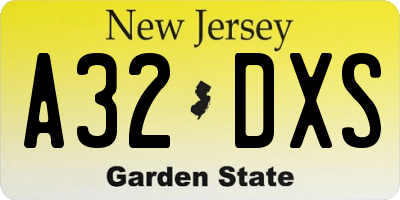 NJ license plate A32DXS
