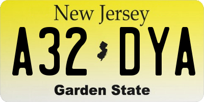 NJ license plate A32DYA
