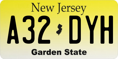 NJ license plate A32DYH