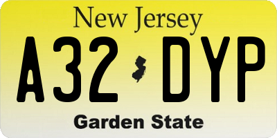 NJ license plate A32DYP