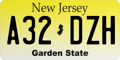 NJ license plate A32DZH