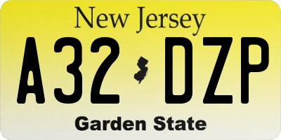 NJ license plate A32DZP
