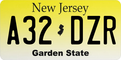NJ license plate A32DZR