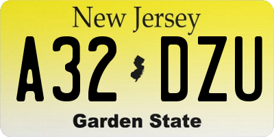 NJ license plate A32DZU