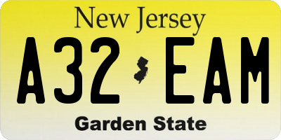 NJ license plate A32EAM