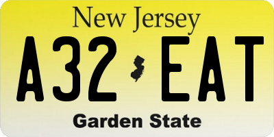 NJ license plate A32EAT