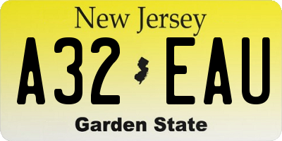 NJ license plate A32EAU