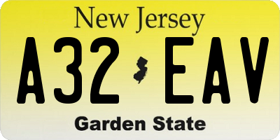 NJ license plate A32EAV