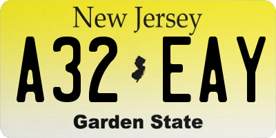 NJ license plate A32EAY