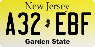 NJ license plate A32EBF