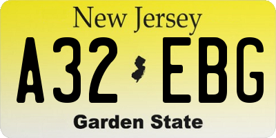 NJ license plate A32EBG