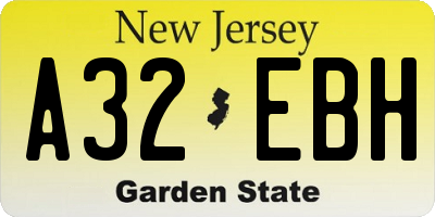 NJ license plate A32EBH