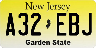NJ license plate A32EBJ
