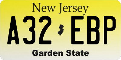NJ license plate A32EBP