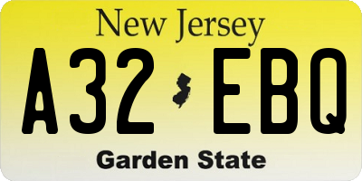 NJ license plate A32EBQ