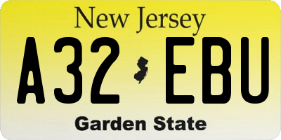 NJ license plate A32EBU