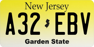 NJ license plate A32EBV
