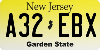 NJ license plate A32EBX