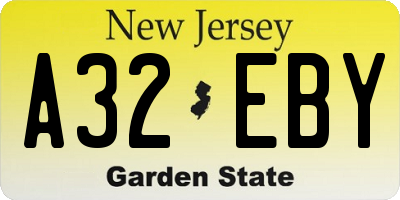 NJ license plate A32EBY