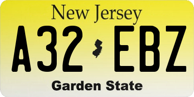 NJ license plate A32EBZ