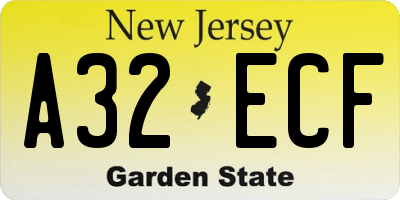NJ license plate A32ECF